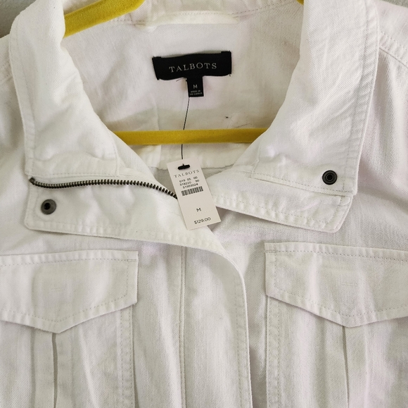 NWT Talbots White Denim Jacket with Adjustable Waist M - Picture 8 of 13